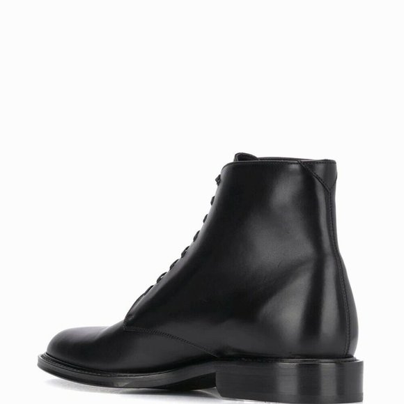 New! Saint Laurent Army Laced Plain Toe Boot Black Leather Size 43 EU 10 US - Picture 2 of 11